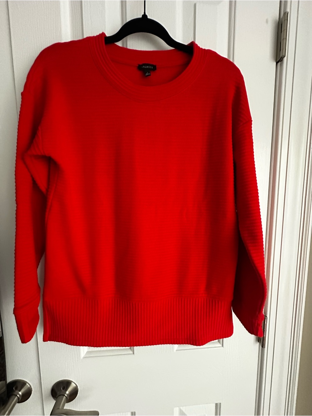 Talbots Bright Orange Ribbed Crewneck Sweater